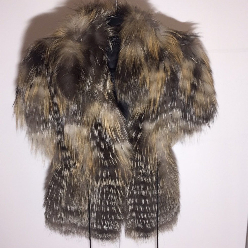 Neiman Marcus feather fox fur vest